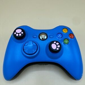 microsoft xbox 360 wireless controller Blue / Black - Paw Prints - Tested Works